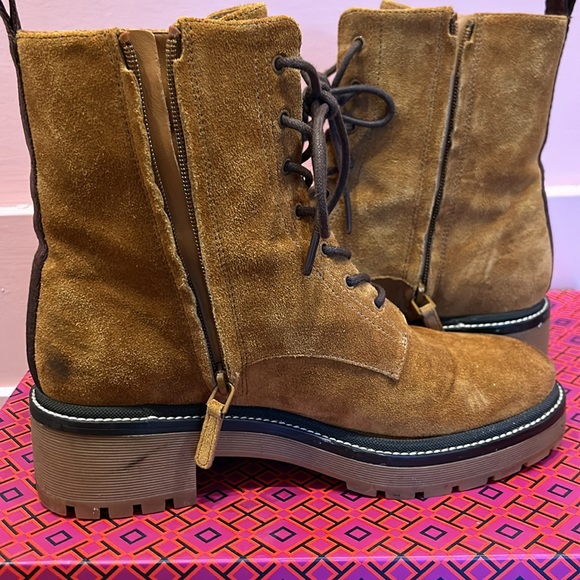 Tory Burch Miller embossed suede combat boots - Picture 9 of 14